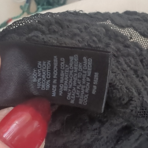 Vintage Y2K Express Black Lace Over Mesh Top - Picture 5 of 5